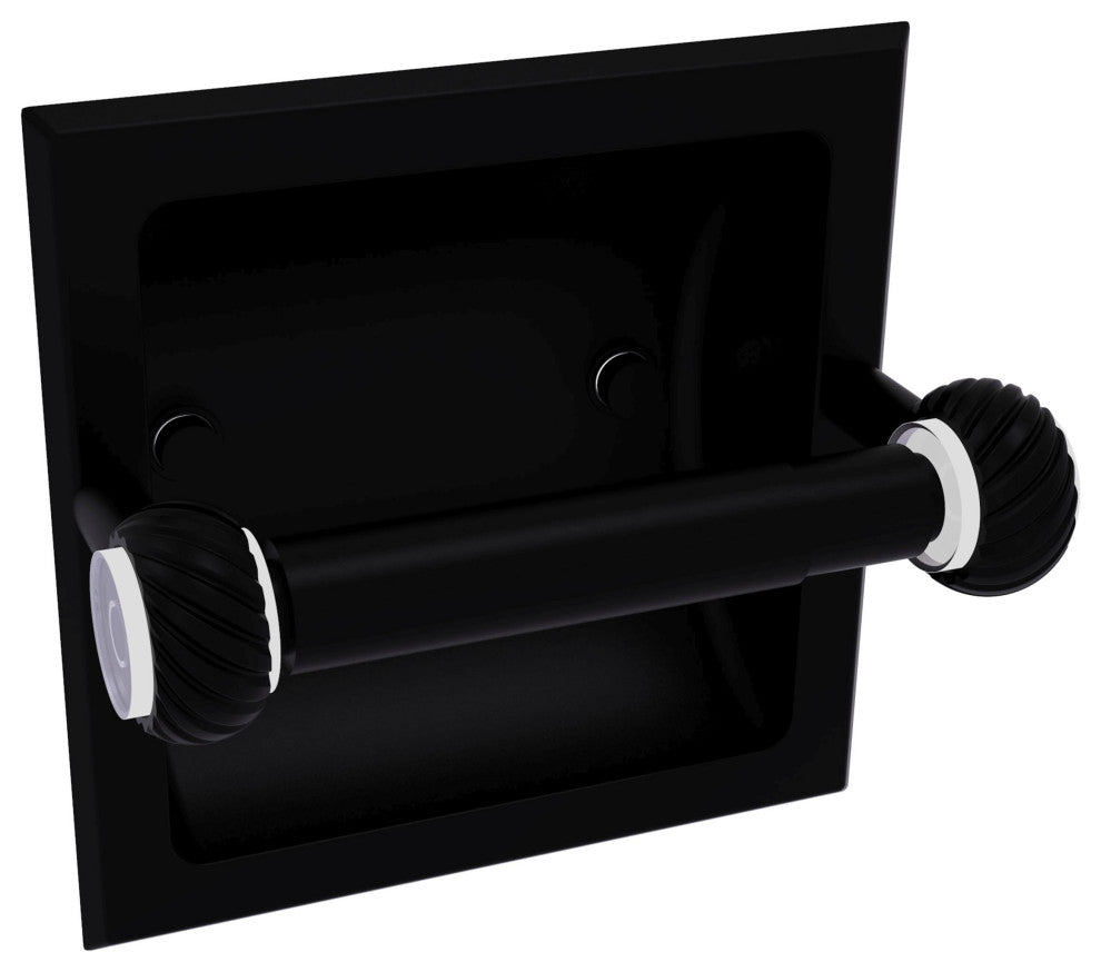 Clearview Recessed Toilet Paper Holder with Twisted Accents, Matte Black
