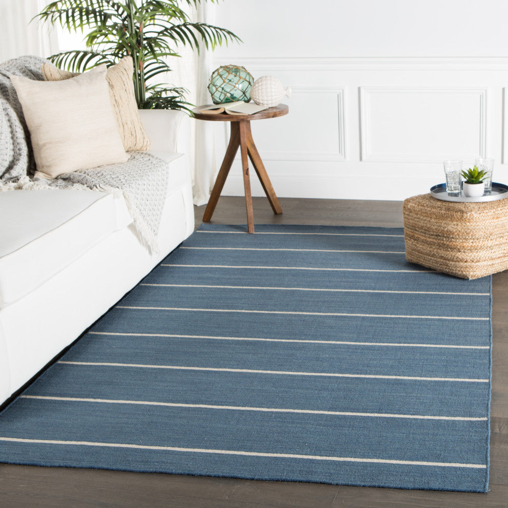 Jaipur Living Cape Cod Handmade Stripe Blue/Cream Area Rug, 7'10"x9'10"