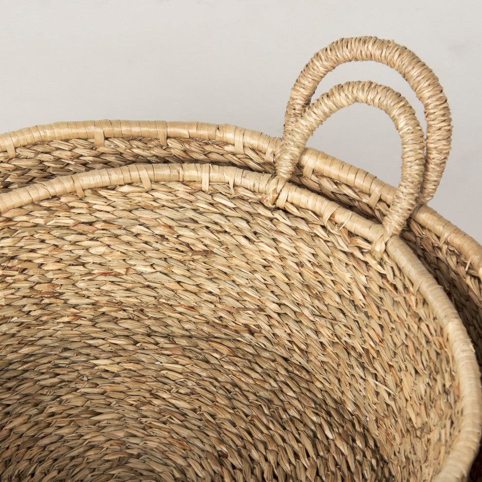 Ayanna Set of 2 Deep Nesting Seagrass Baskets With Handles