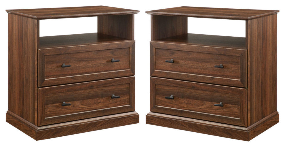 Clyde Classic 2 Drawer Nightstand Set - Dark Walnut