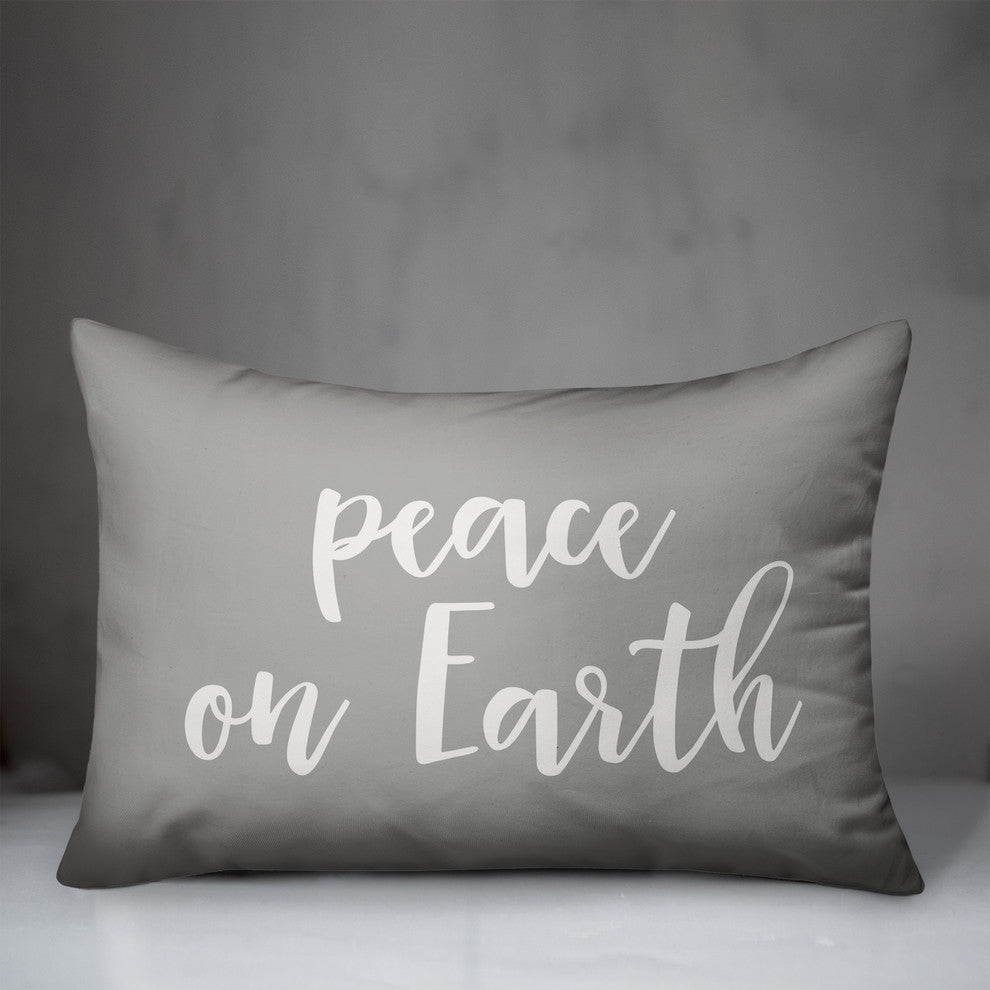 Peace On Earth, Gray 14x20 Lumbar Pillow