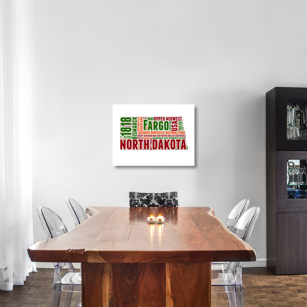 "North Dakota Word Cloud Map" Fine Art Print