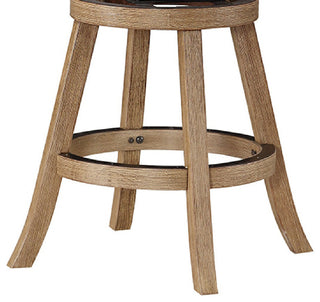 Adam 24 Inch Solid Wood Swivel Counter Stool, Slatted Back, Ivory