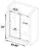 WoodBridge Frameless Brushed Stainless Steel Sliding Shower Door, 44"-48"x76"