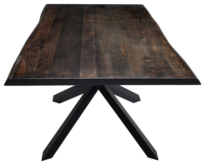 Couture 112-Inch Dining Table In Seared Oak And Matte Black Base