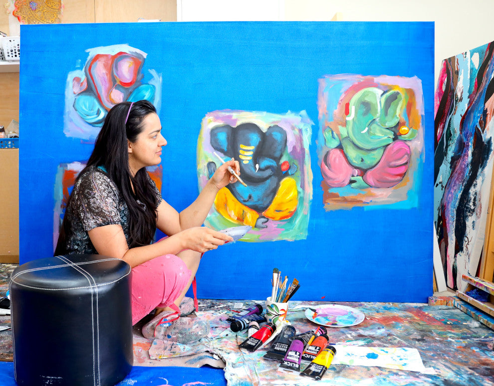 Abstract GANESHA Texture Painting, spiritual abstract expressionism figurative