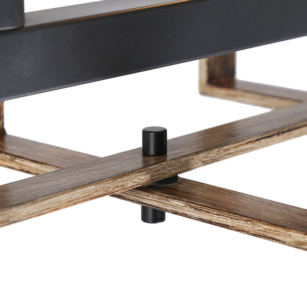 LALUZ Rectangle Chandelier, Linear Chandelier Dining Room,Flat Black