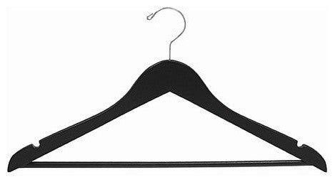 Black Wooden Suit Hanger With Bar, Set of 25