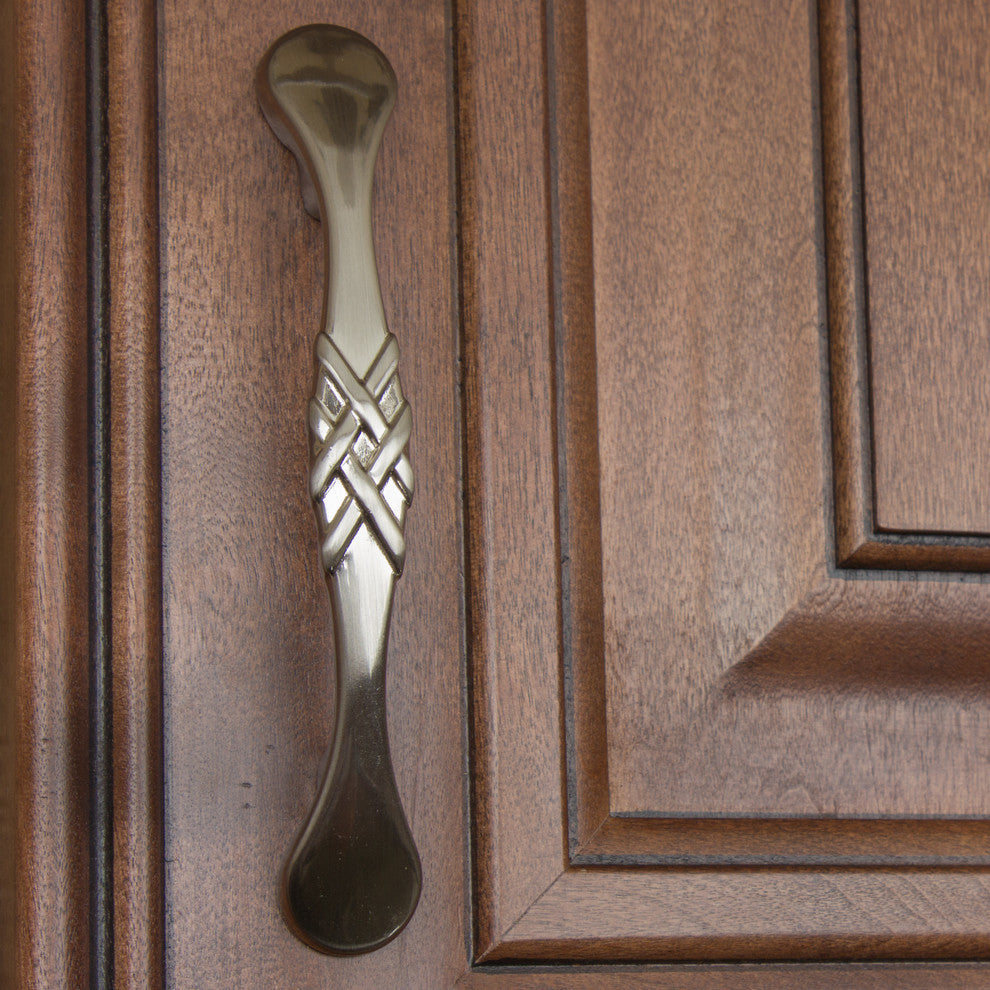 3" Center Braided Pull, Set of 3, Satin Nickel