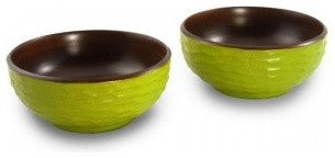Mango Wood Honeycomb Side Salad Bowl, Set of 2, Avocado