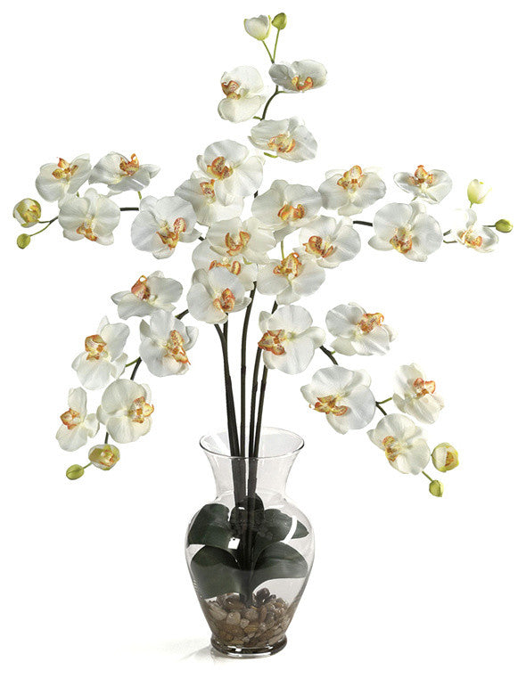 Phalaenopsis Liquid Illusion Silk Flower Arrangement, Cream