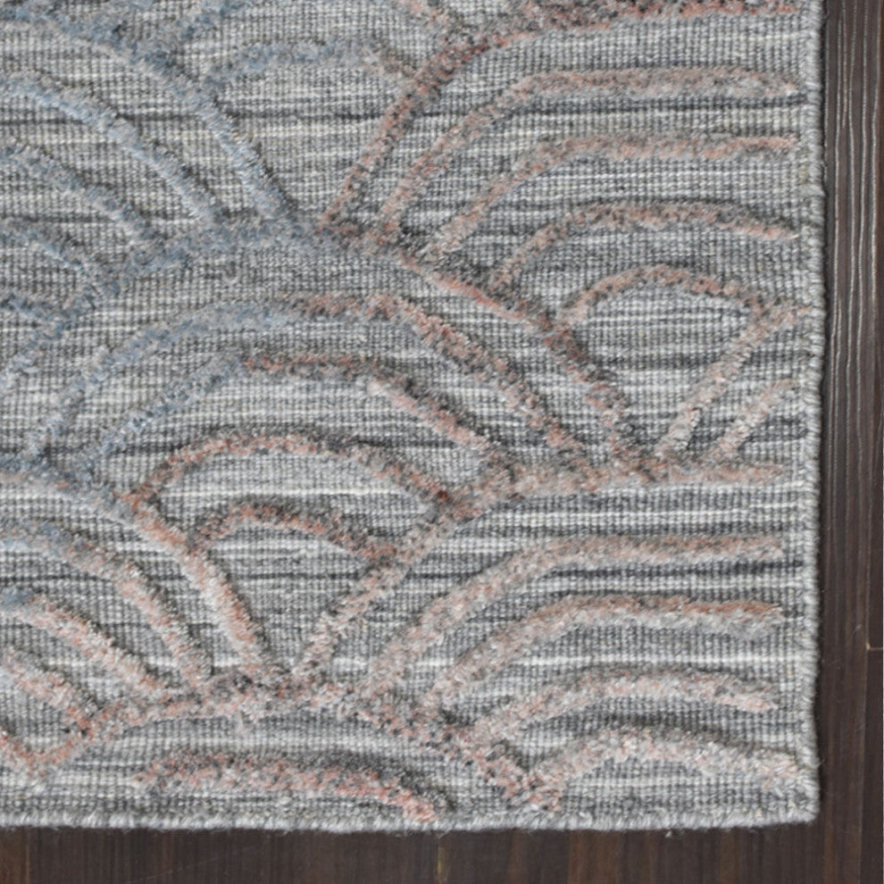 HAND WOVEN FLAT WEAVE KILIM POLYESTER AREA RUGS -Rectangle,Silver,Geometric, [Runner] 2'6''x10'