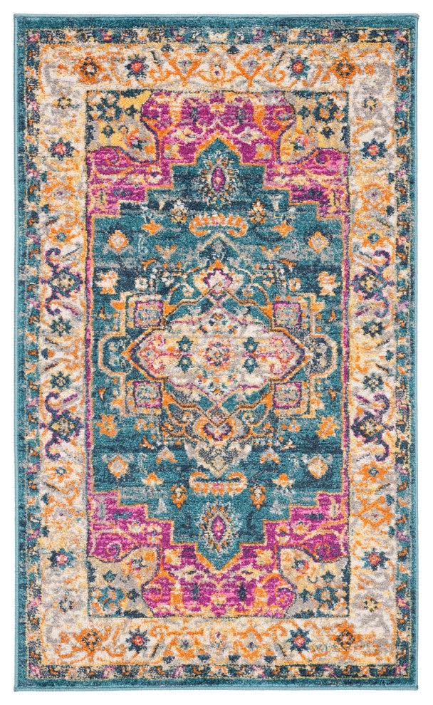 Safavieh Madison Mad202M Floral Rug, Blue/Multi, 2'3"x10'0" Runner