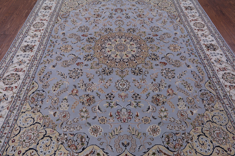 8' 1" X 10' 2" Persian Nain Wool & Silk Hand Knotted Rug - Q14728