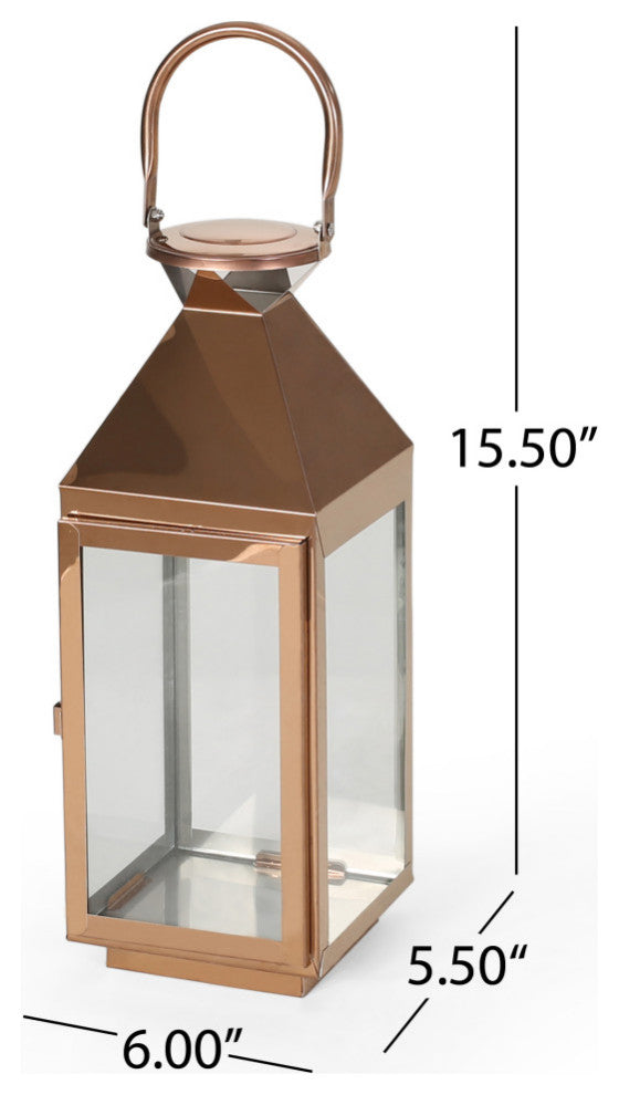 Roxanne Stainless Steel Lantern Set, Rose Gold