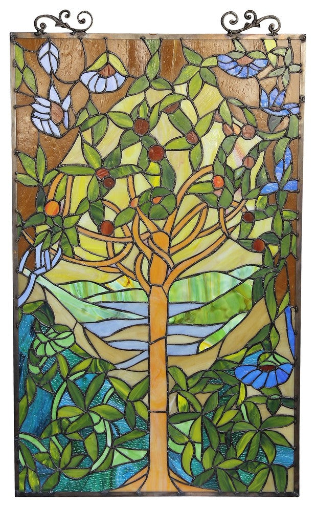 Eden Tiffany-Glass "Tree Of Life" Window Panel