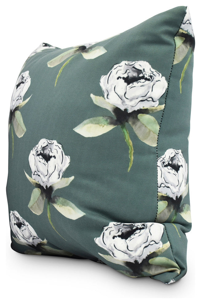 Floral Bunch Green Floral Print Decorative Outdoor Throw Pillow, 20"
