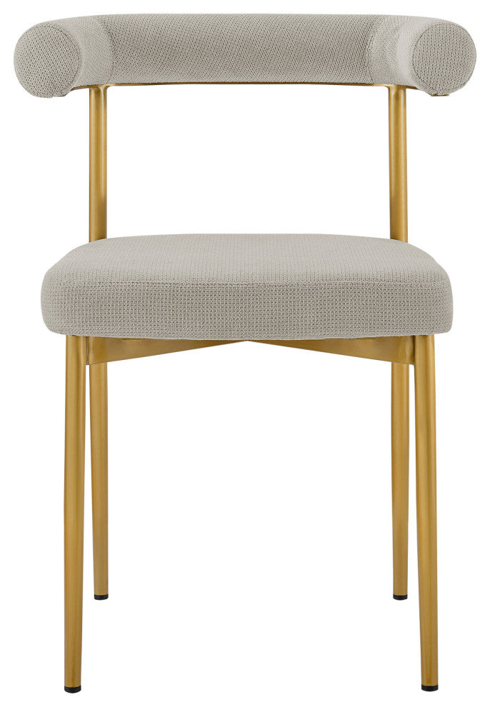 Shannon Gold Brushed Stainless Steel and Taupe Fabric  Dining Chairs, Set of 2