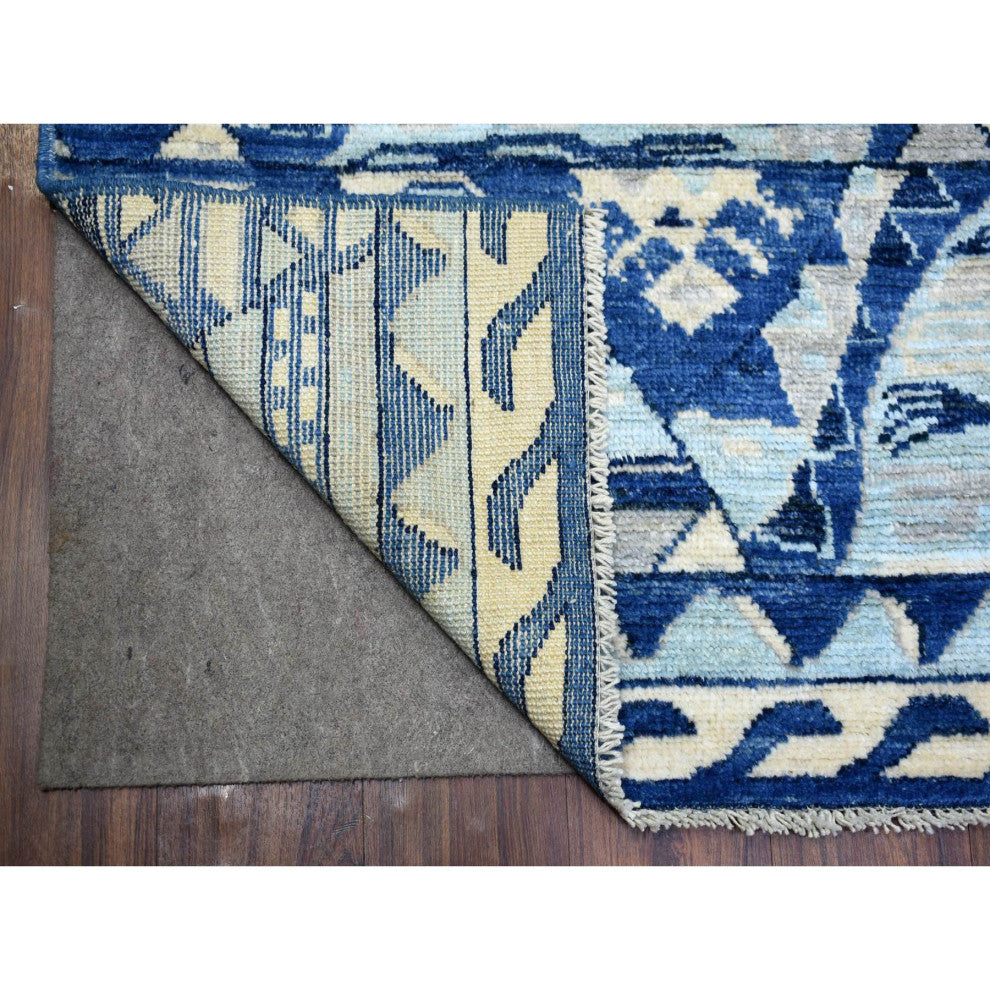 Blue, Wool Hand Knotted, Anatolian Village Inspired Oriental Rug, 6'0"x8'9"