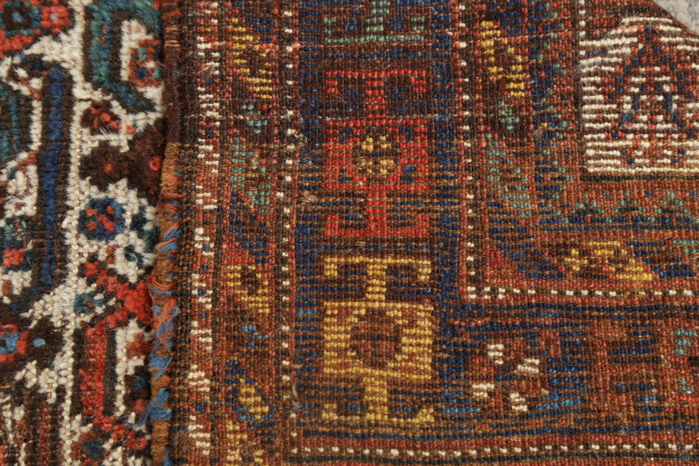 Consigned, Oriental Antique Traditional Handmade Persian Area Rug, Beige, 5x6
