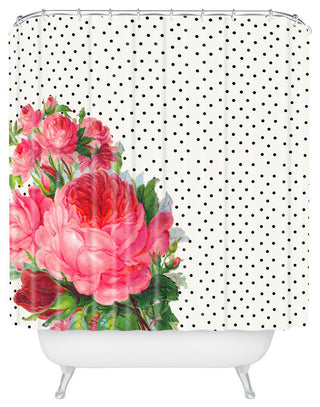 Allyson Johnson Floral Polka Dots Shower Curtain