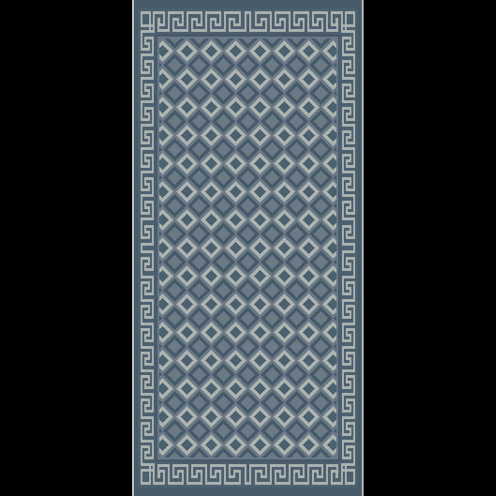 Nimes Diamond Lattice Area Rug, Dark Blue, 2'x7'3"