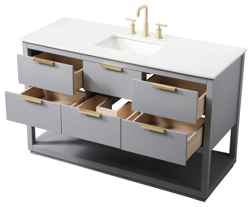 Louie 54" SIngle Bathroom Vanity, Grey