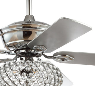 Crista 52" 3-Light Metal and Wood LED Ceiling Fan, Chrome