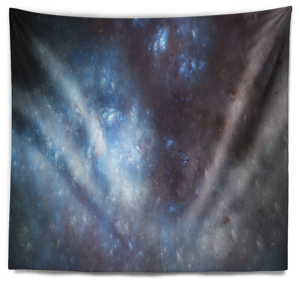 Blue Gray Starry Fractal Sky Abstract Wall Tapestry, 80"x68"