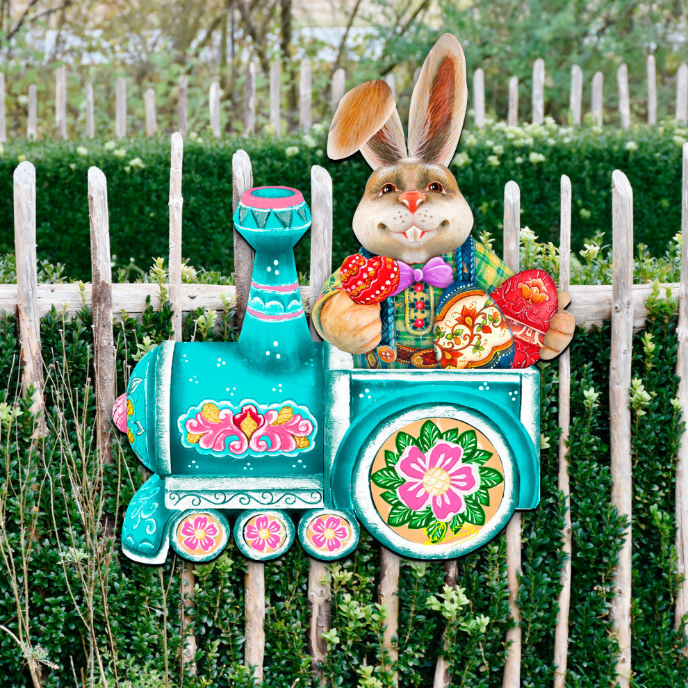 Village Train Ride Bunny Wood Set of 2