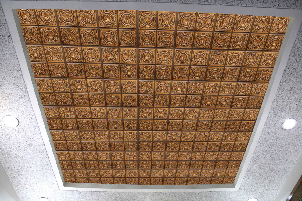 Antique Gold 3D Ceiling Panels, 2'x2', 4 Sq Ft