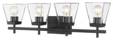Zlite 819-4V-MB 4-Light Vanity, Clear