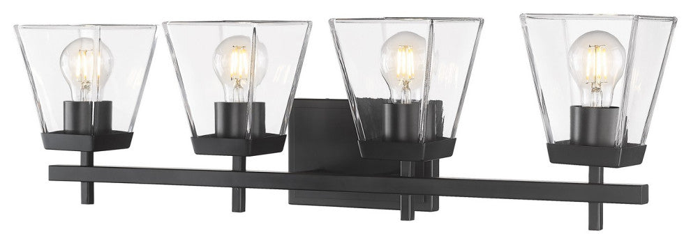 Zlite 819-4V-MB 4-Light Vanity, Clear