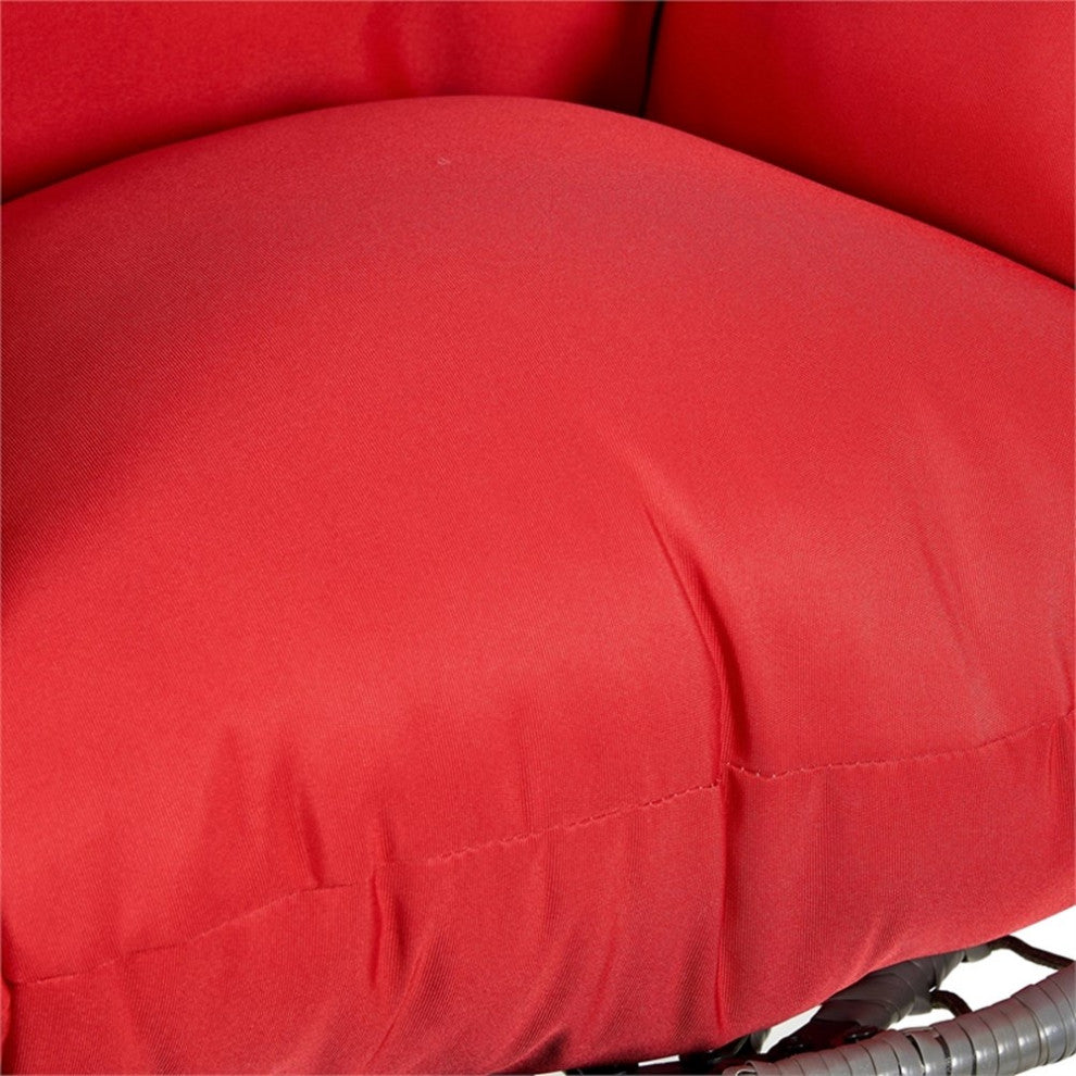 Leisuremod Summit Single Person Swing Chair in Steel with Red Cushions