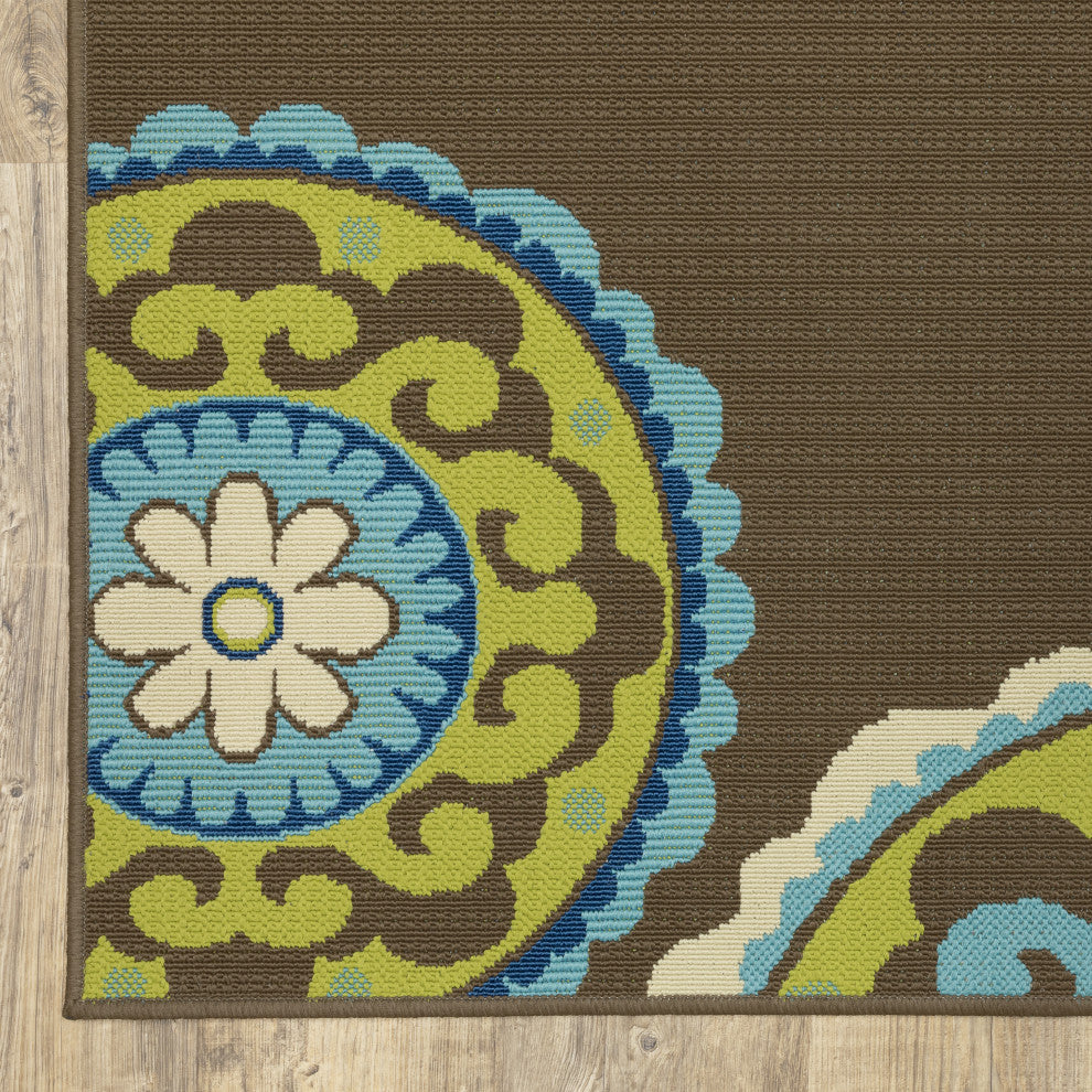 Oriental Weavers Caspian Brown/Green Medallion Indoor/Outdoor Rug 8'6"X13'