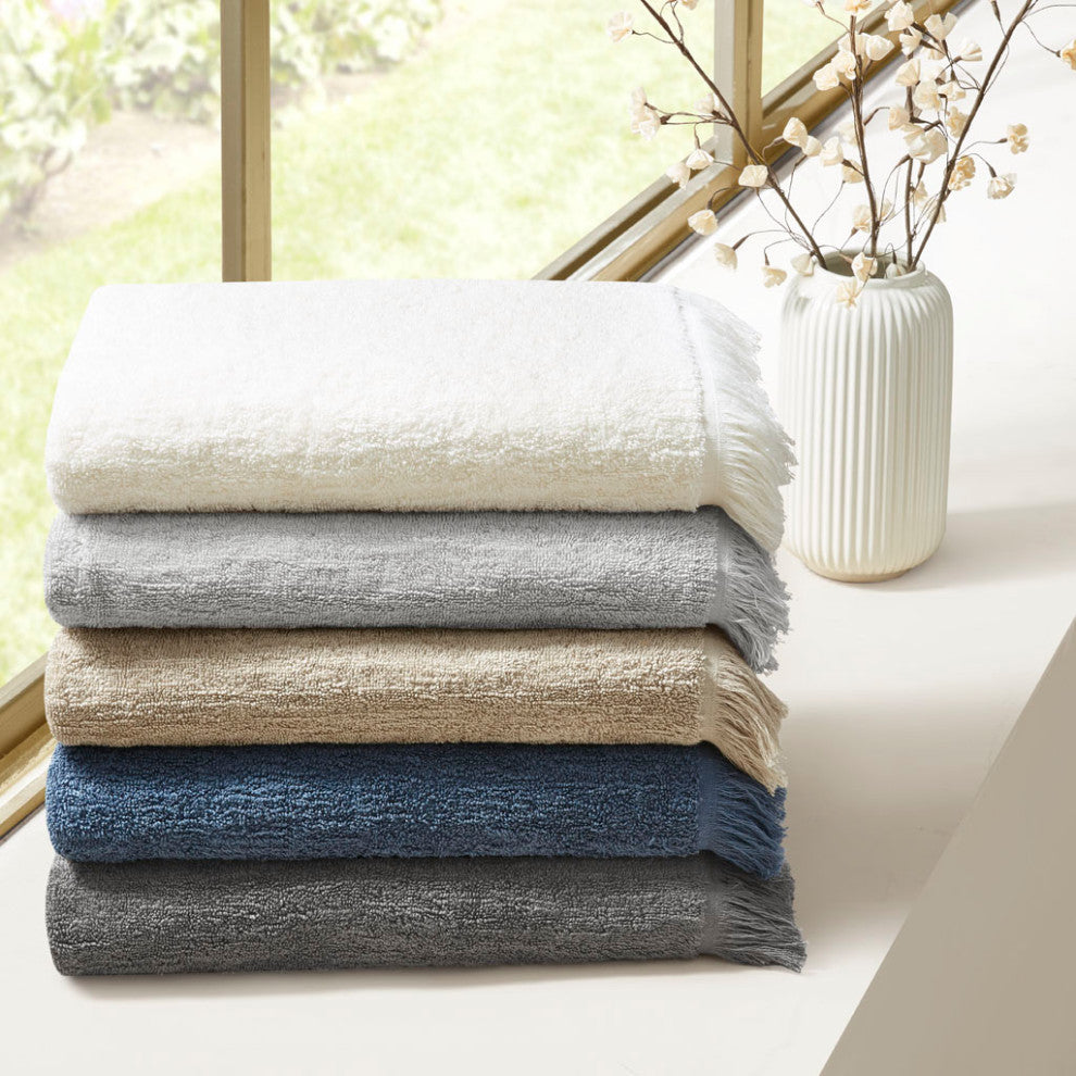 INK+IVY Nova Terry Cotton 630gsm Fringed 6-Piece Towel Set, Ivory
