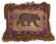 Embroidered Band Faux Leather Bear Pillow