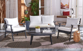 Safavieh Outdoor Deacon 4 Piece Living Set Black/Beige