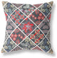 26 Black Red Patch Indoor Outdoor Throw Pillow