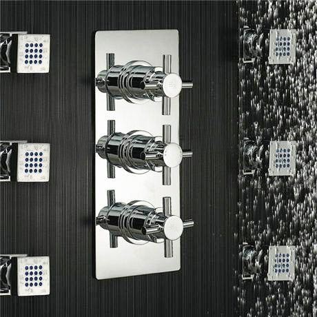 Reno Chrome Ceiling Mount Shower Head Set With 6 Body Massage Shower Jets