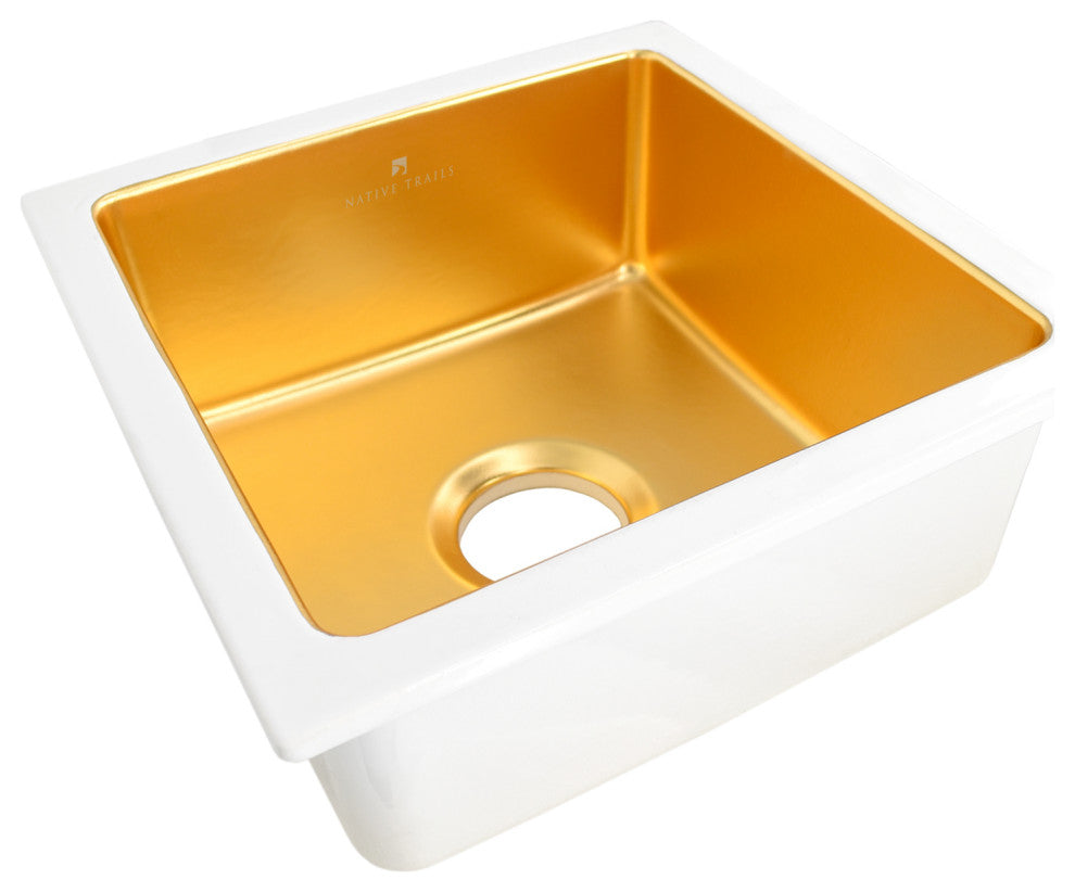 Reveler Bar and Prep Sink, 24k Matte Gold