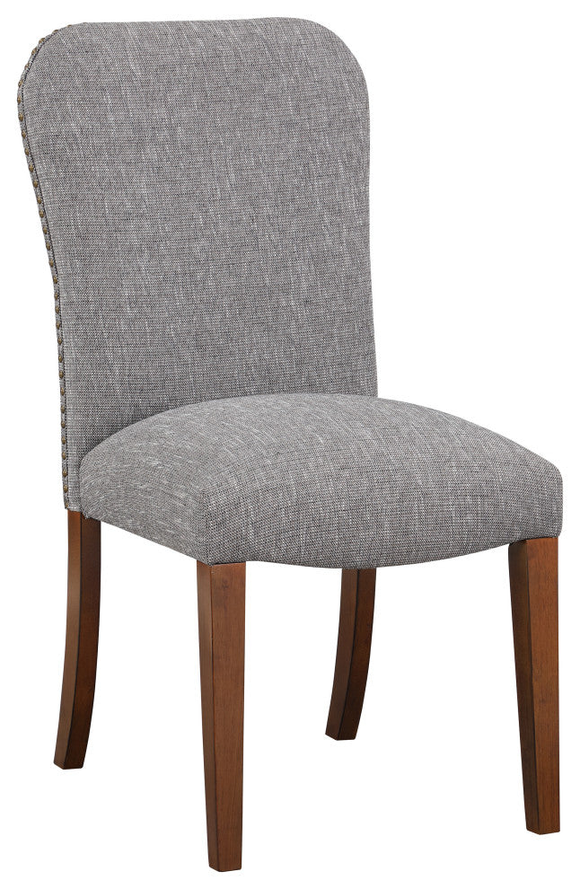 Salina Dining Chair in Performance Fabric with Nail Heads - set of 1, Ashen Grey