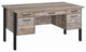 Rustic Desk, Spacious Rectangular Top With 4 Drawers & Cabinet, Weathered Oak