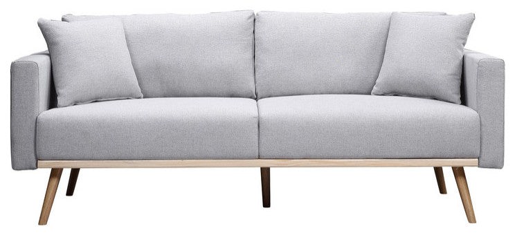 Easton Light Gray Linen Sofa Loveseat Chair, USB Charging Ports Pockets, Pillows