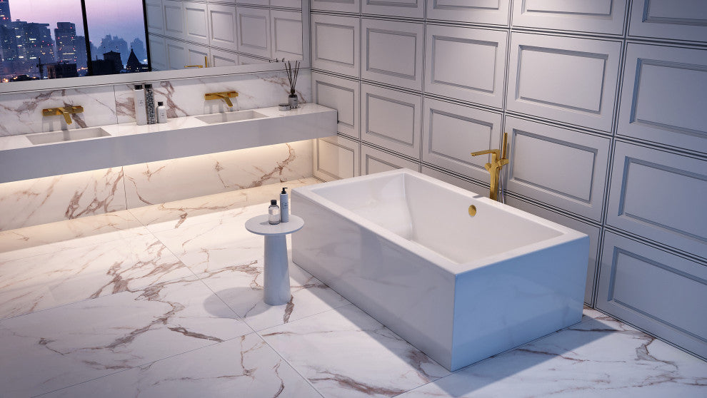 Malibu Boulders Rectangle Massaging Air Jet Bathtub 72x42x23 Biscuit