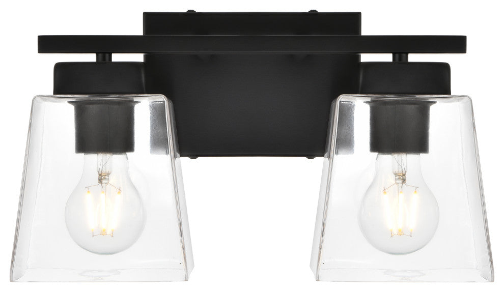 2 Light Black And Clear Bath Sconce