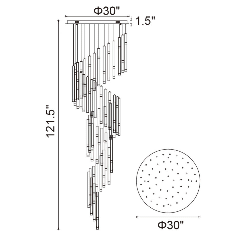 Flute 54 Light LED Chandelier With Black Finish