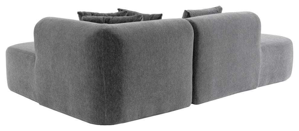 GDF Studio L-Shape Upholstered Chenille Corner Sectional Sofa with Pillows, Gray