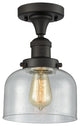 Large Bell 8" Semi-Flush Mount, Oil Rubbed Bronze, Glass: Seedy