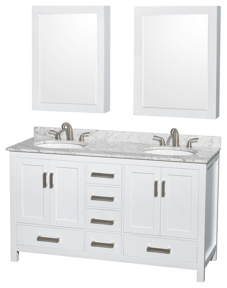 Wyndham WCS141460DWHCMUNOMED 60 Inch Double Bathroom Vanity in White